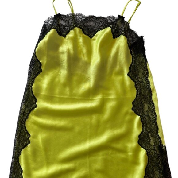 Victoria's Secret Other - VICTORIA SECRET CHEMISE LIME GREEN BLACK LACE SLEEPWEAR SLIP DRESS SPAGHETTI XS